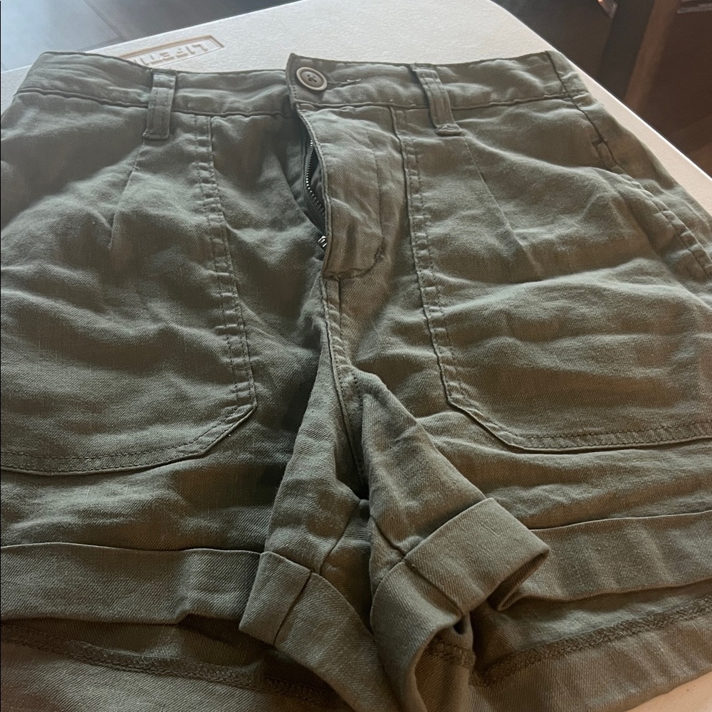 Level 99 Sage Green Elastic Waist Shorts